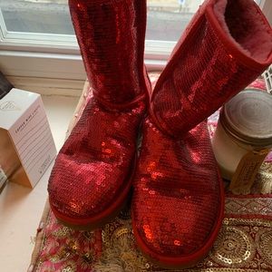 RED SEQUINED UGG BOOTS